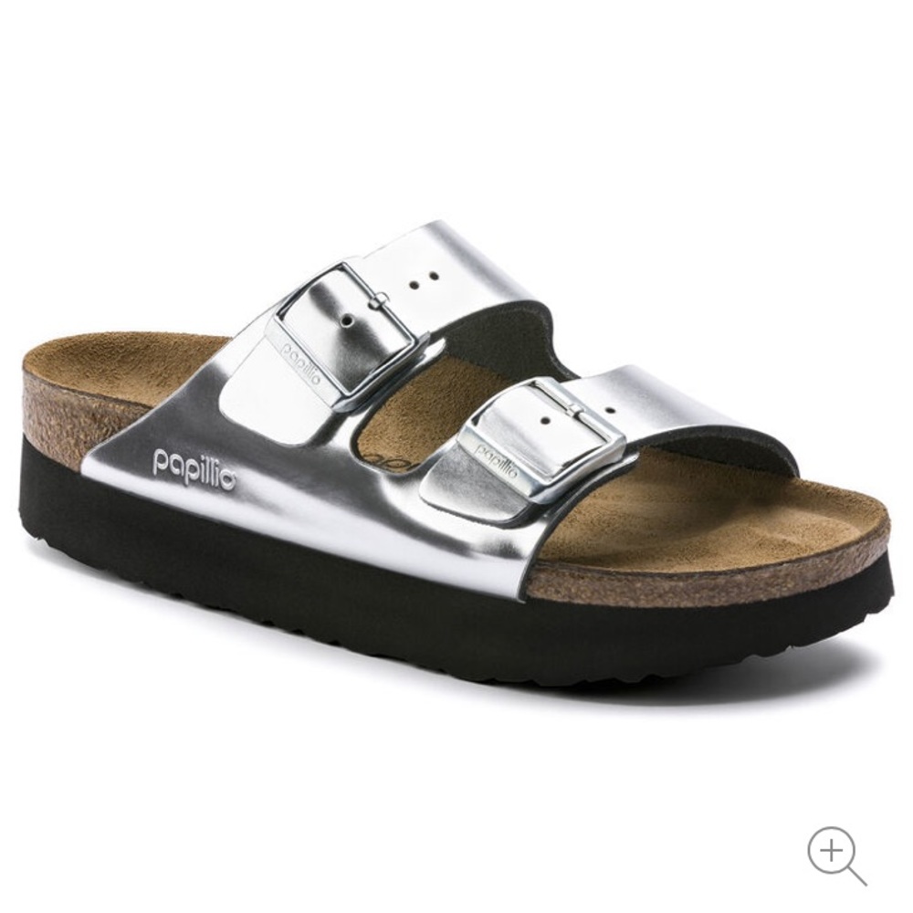Platform Silver Arizona Birkenstocks